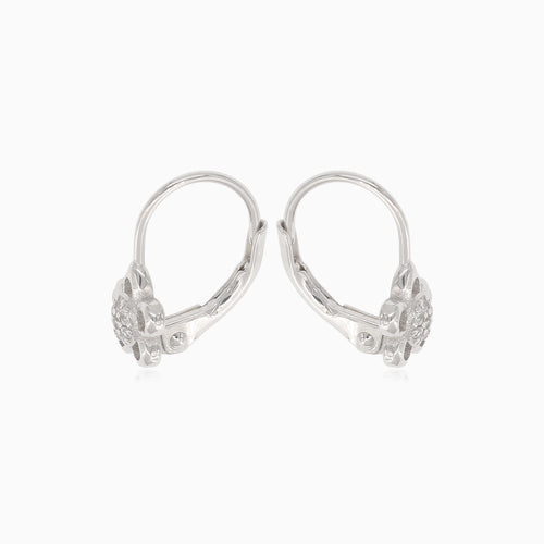 Silver cute flower earrings with cubic zirconia