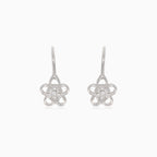 Silver cute flower earrings with cubic zirconia