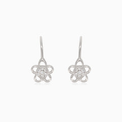 Silver cute flower earrings with cubic zirconia