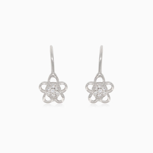 Silver cute flower earrings with cubic zirconia