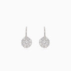 Silver drop earrings with round flower
