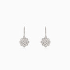 Silver elegant flower drop earrings