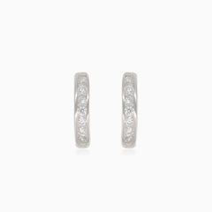 Silver small circles with cubic zirconia