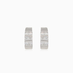 Silver circles with rectangular cubic zirconia