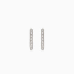 Silver rectangular earrings with cubic zirconia