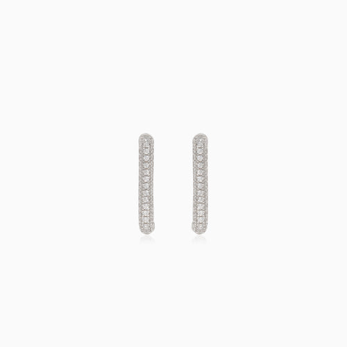 Silver rectangular earrings with cubic zirconia