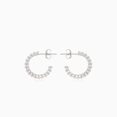 Silver circles stud earrings with cubic zirconia