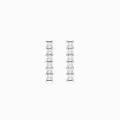 Silver circles stud earrings with cubic zirconia