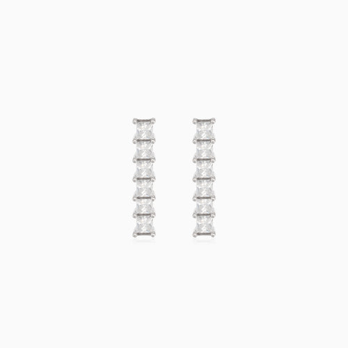 Silver circles stud earrings with cubic zirconia