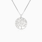 Silver large pendant tree of life with cubic zirconia