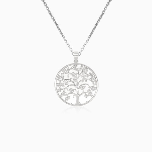 Silver large pendant tree of life with cubic zirconia