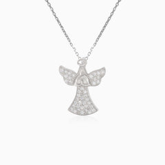 Silberner Anhänger mit Engel und Zirkonias