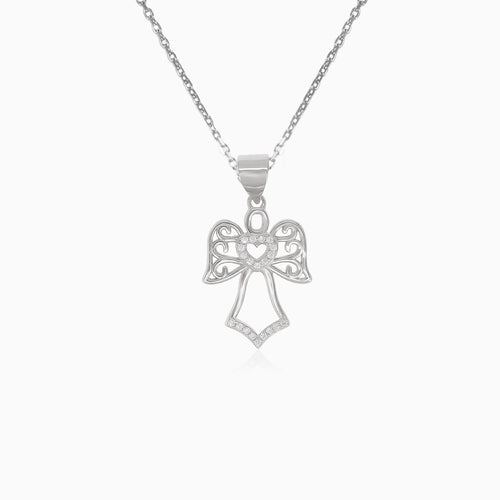 Silver pendant angel with cubic zirconia