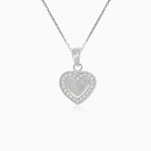 Silver pendant full heart with cubic zirconia