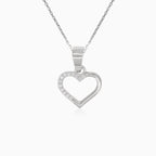 Silver heart pendant with cubic zirconia