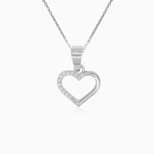 Silver heart pendant with cubic zirconia