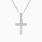 Silver pendant cross with round cubic zirconia