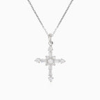 Silver elegant pendant cross with cubic zirconia