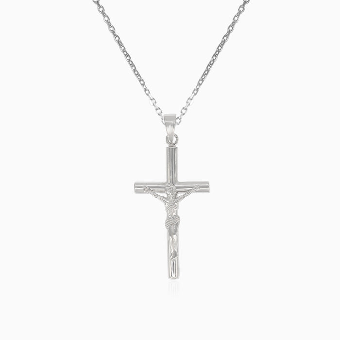 Grand pendentif croix en argent avec Jésus