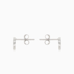 Silver round earrings with surrounding cubic zirconia