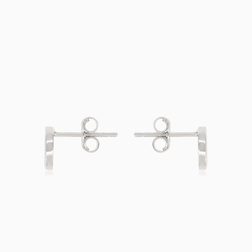 Silver round earrings with surrounding cubic zirconia