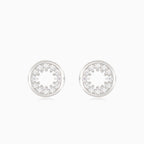 Silver round earrings with surrounding cubic zirconia