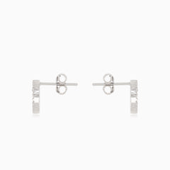 Silver earrings cubic zirconia circles