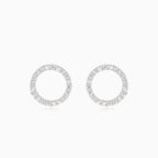 Silver earrings cubic zirconia circles