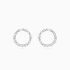 Silver earrings cubic zirconia circles