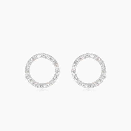 Silver earrings cubic zirconia circles