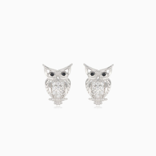 Silver owl earrings