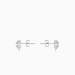 Silver swan stud earring