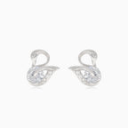 Silver swan stud earring