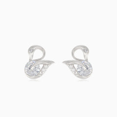 Silver swan stud earring