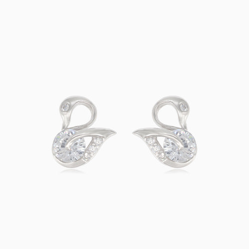 Silver swan stud earring