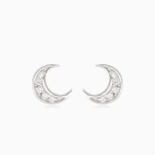 Silver moon stud earrings