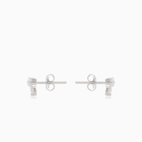 Silver bow stud earrings