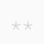 Silver earrings small cubic zirconia flowers