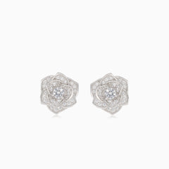 Silver stud earrings rose