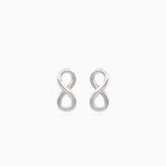 Silver infinity stud earrings