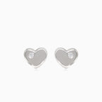 Silver heart earrings with one cubic zirconia