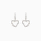 Silver drop earrings with heart