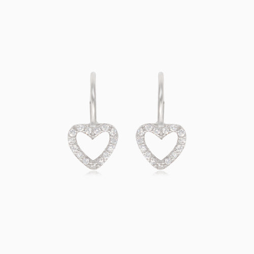 Silver drop earrings with heart