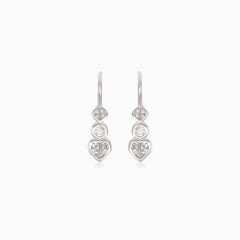 Silver drop earrings with three shapes