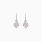 Silver drop earrings with heart and circle