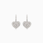 Silver drop earrings with cubic zirconia heart