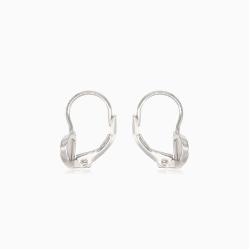 Silver heart earrings with half-covered cubic zirconia