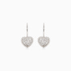 Silver heart earrings with cubic zirconia surround