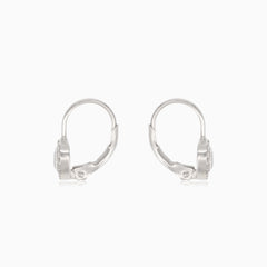 Silver heart drop earrings with cubic zirconia