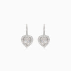 Silver heart drop earrings with cubic zirconia